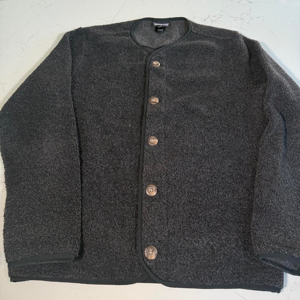 Patagonia Reclaimed Fleece Cardigan Men's M Noble Gray Wool Blend 20485